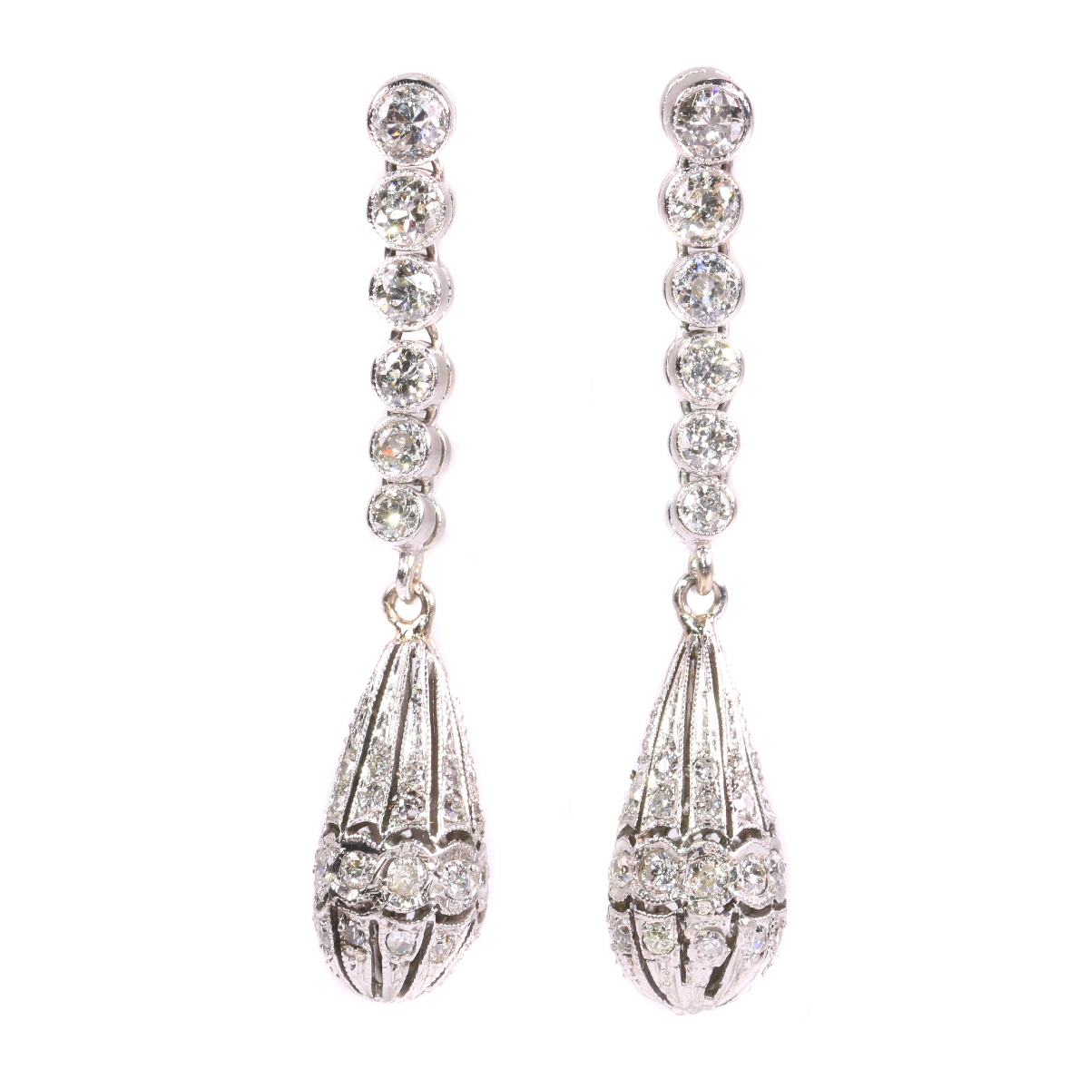 Art Deco diamond pendent earrings